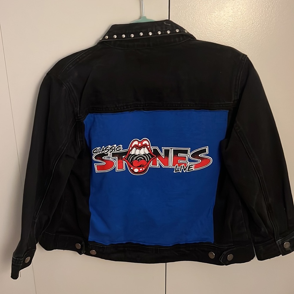 Handmade vintage black denim jacket from Trashion